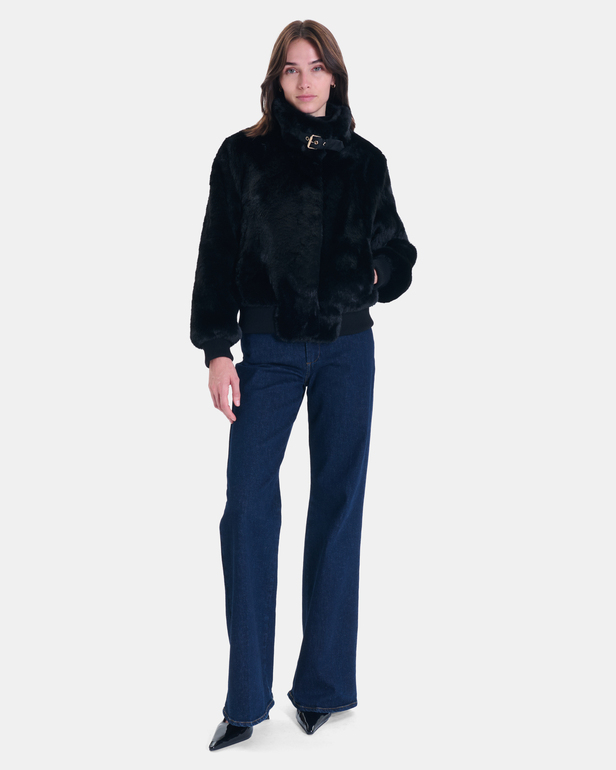 Valou Jacket Short black faux fur jacket ZAPA