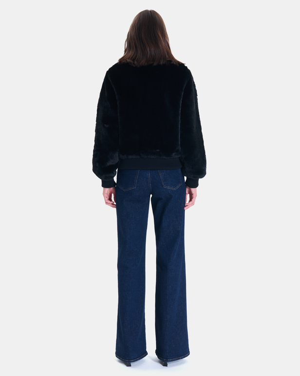 Valou Jacket Short black faux fur jacket ZAPA