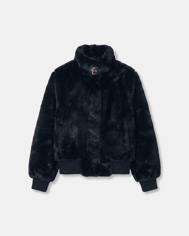 Valou Jacket Short black faux fur jacket ZAPA