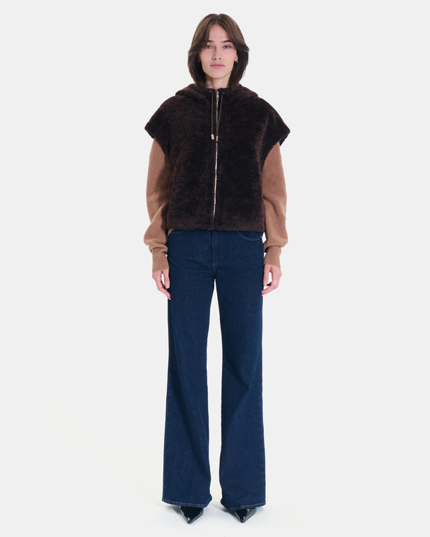 Marguerita Jacket Chocolate faux fur sleeveless jacket ZAPA