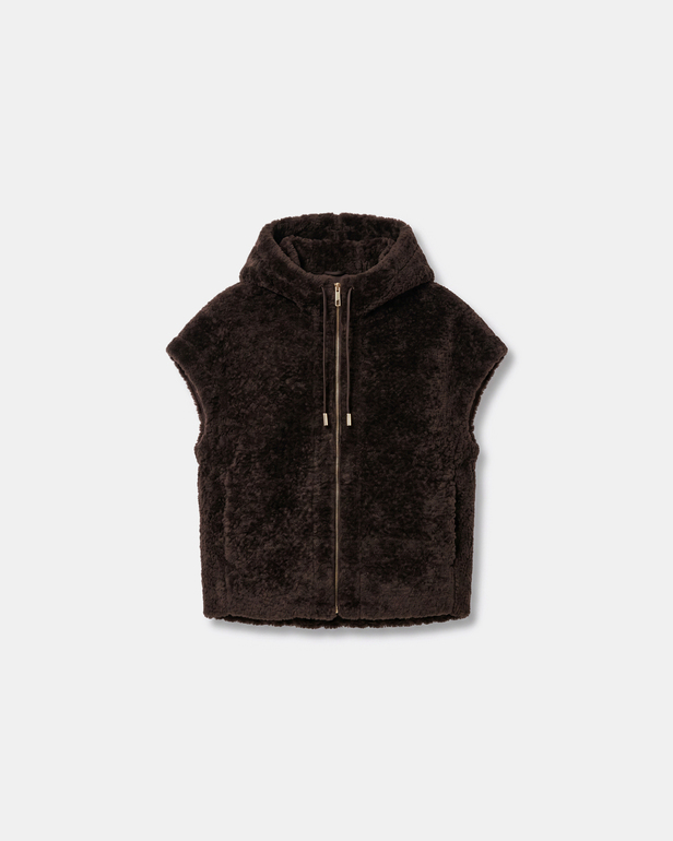 Marguerita Jacket Chocolate faux fur sleeveless jacket ZAPA