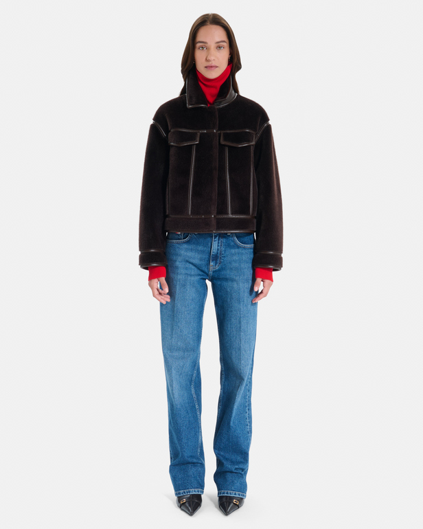 Monge Jacket Reversible short jacket in chocolate faux fur ZAPA