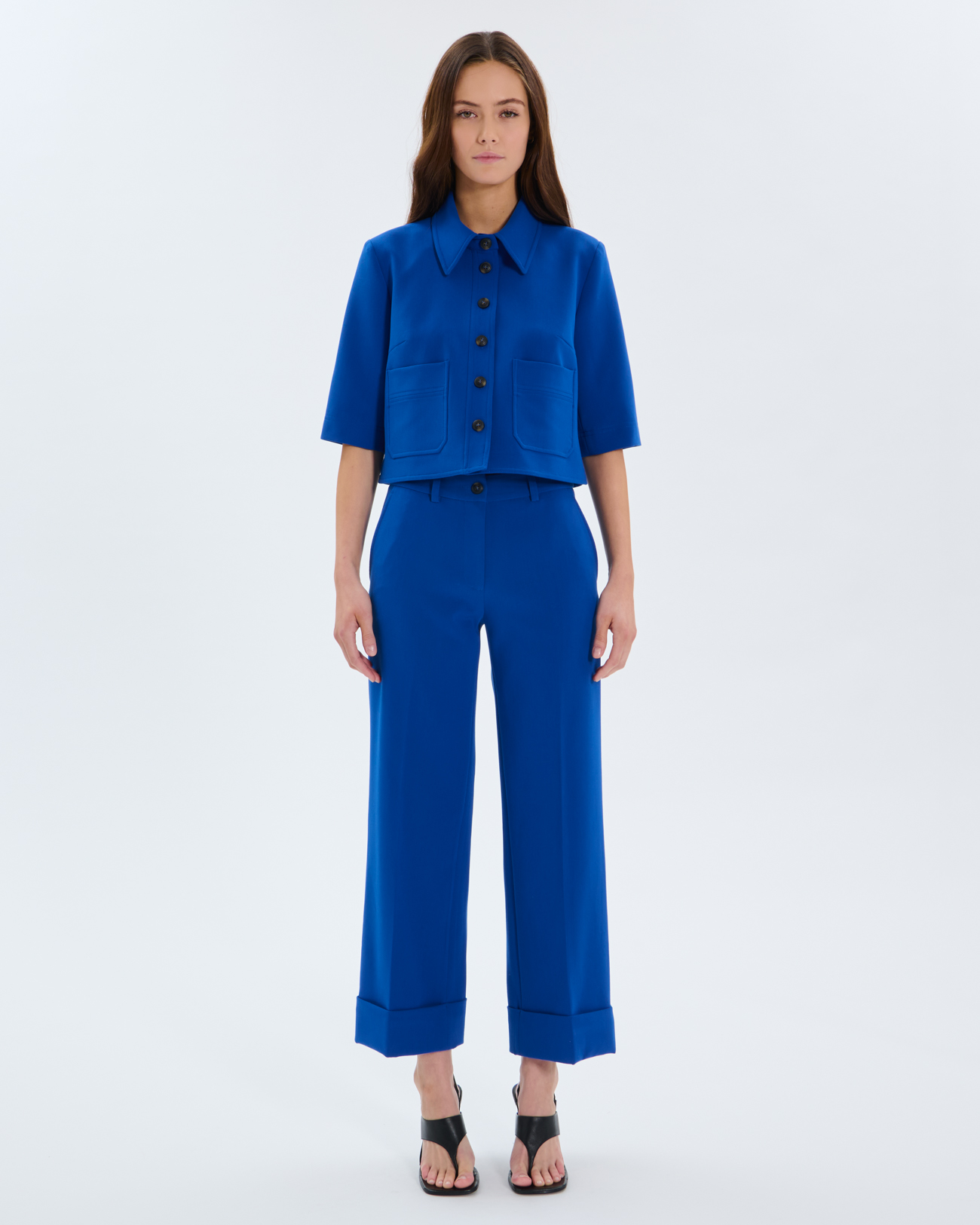Celine shirt Royal blue short shirt ZAPA