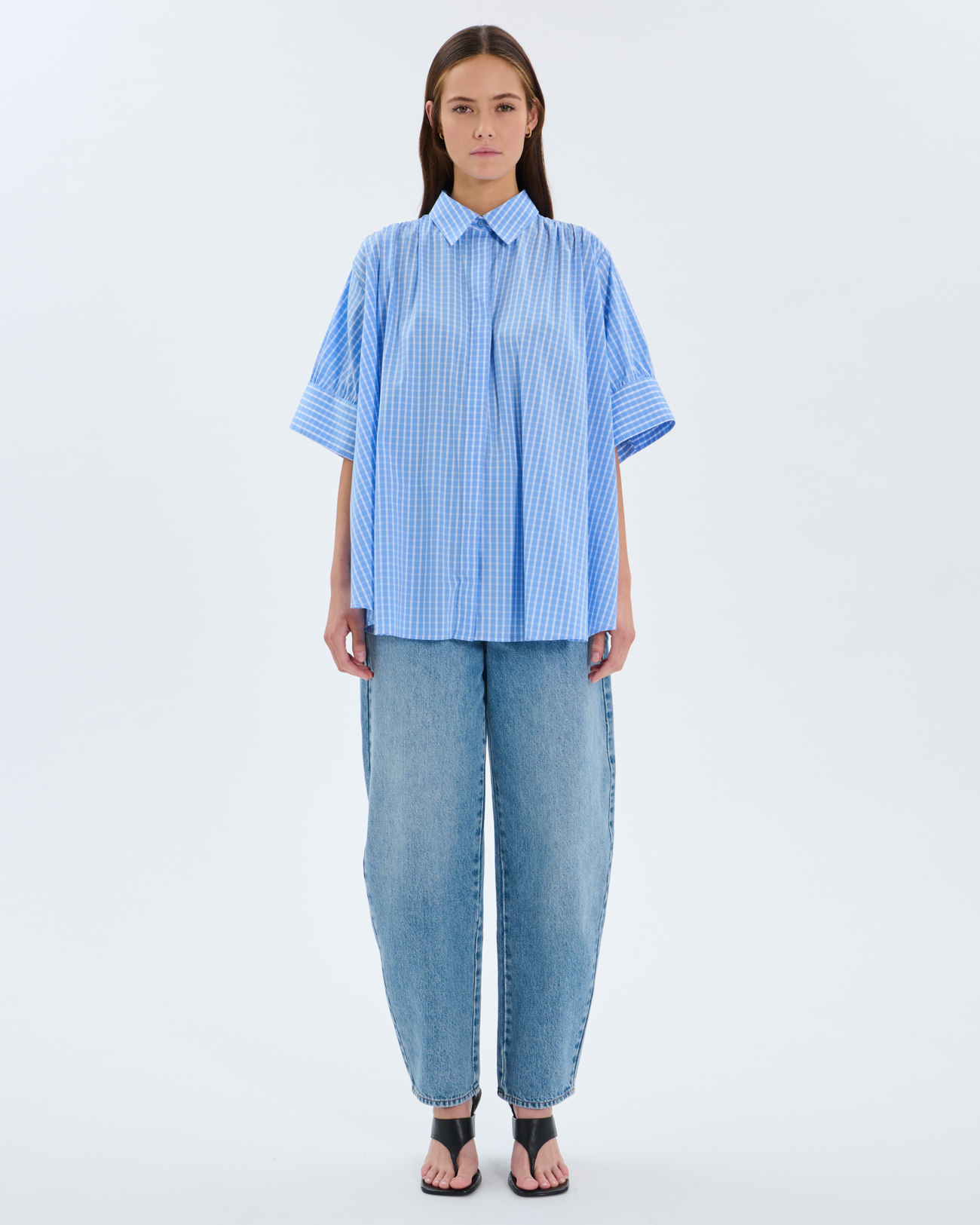 Catell shirt Blue checkered cotton shirt ZAPA