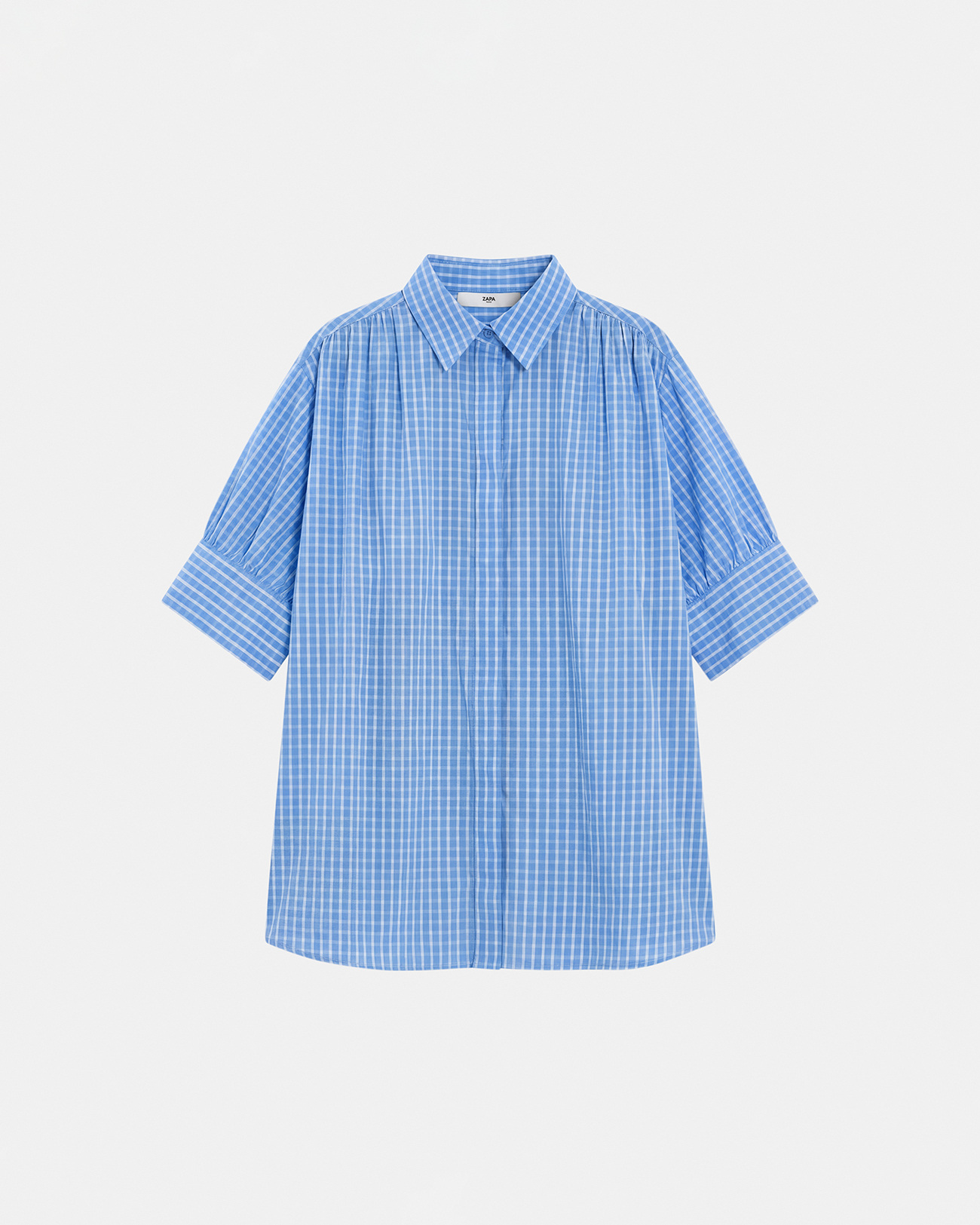 Catell shirt Blue checkered cotton shirt ZAPA