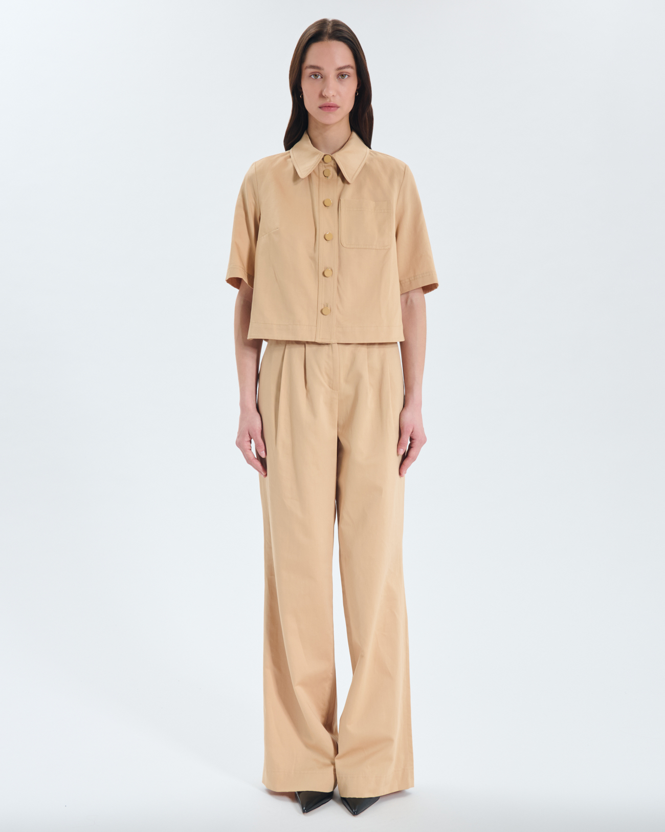 Celina shirt Sand-colored organic cotton shirt ZAPA