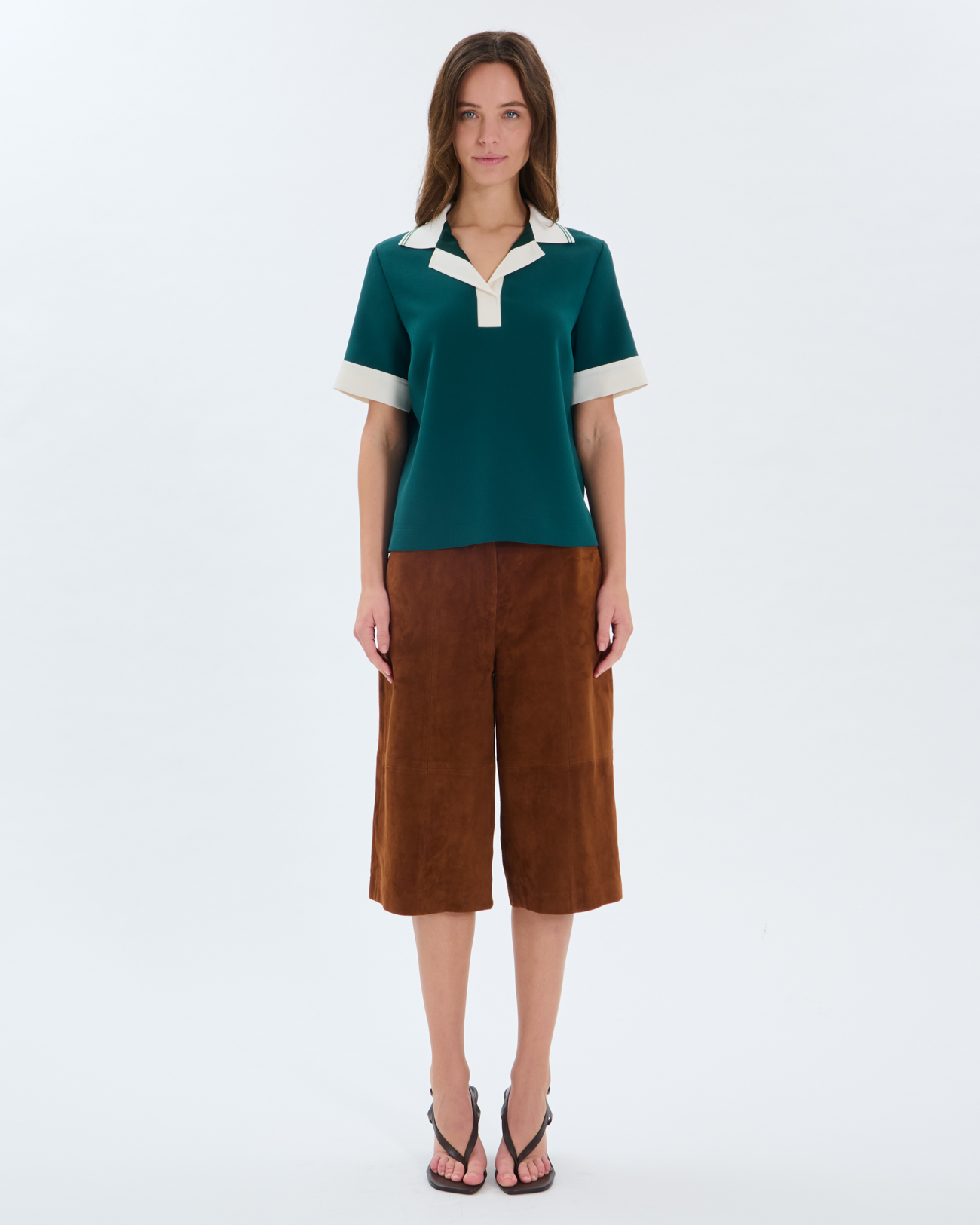 Top Tenderness Rib Top with contrasting green collar ZAPA