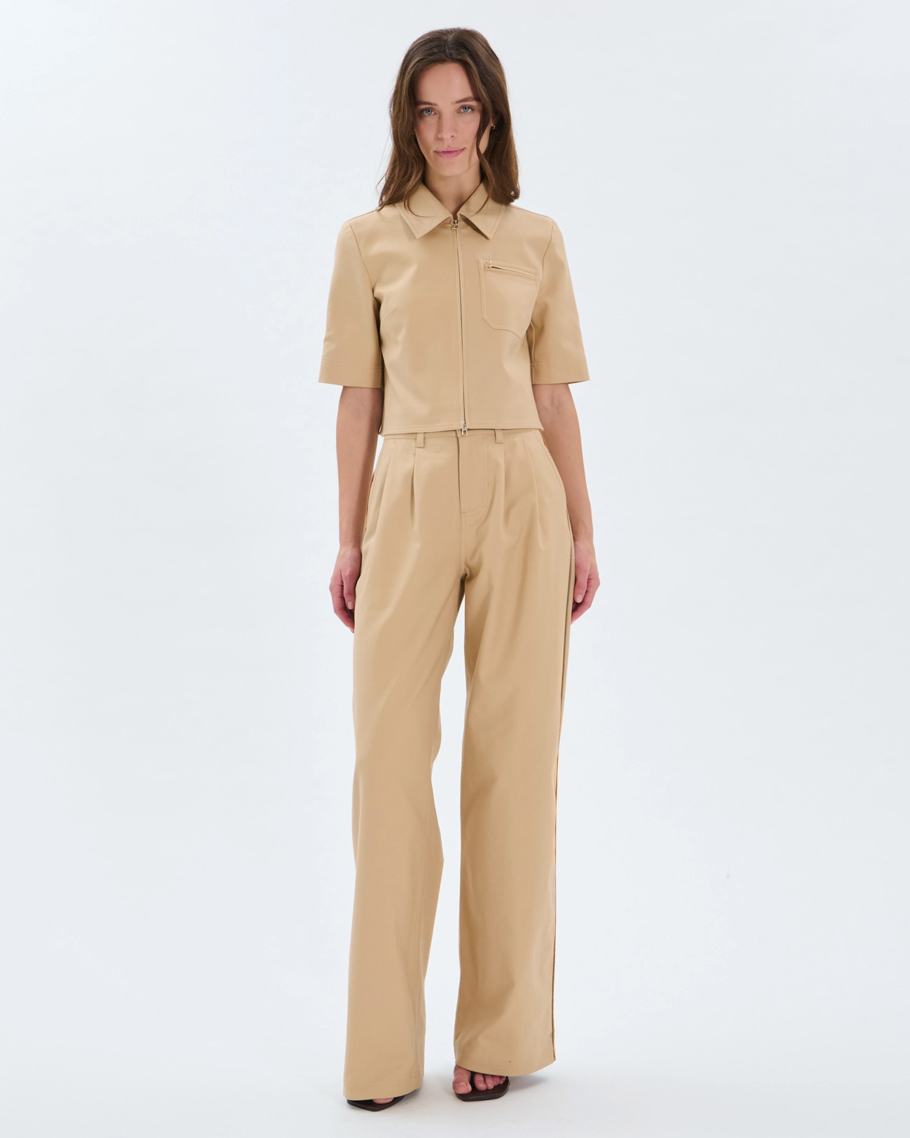 Prince Trousers Sand-colored cotton pleated trousers ZAPA