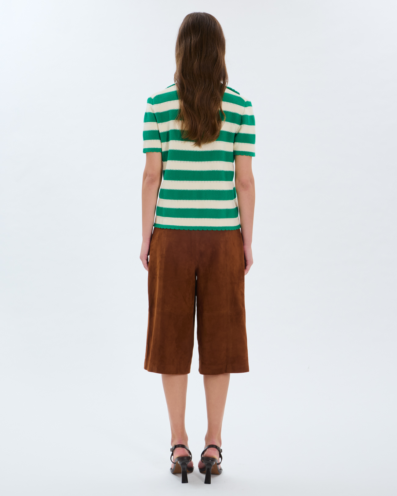 Nickle sweater Green cotton crochet polo shirt ZAPA