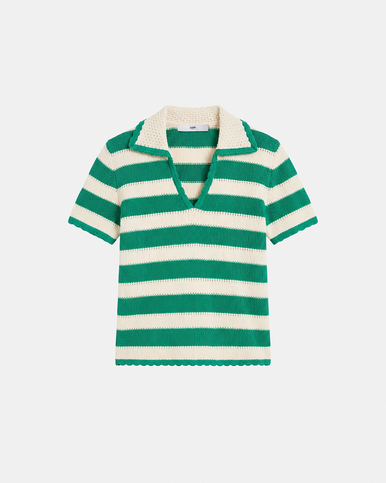 Nickle sweater Green cotton crochet polo shirt ZAPA