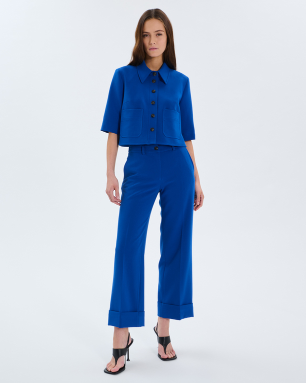 Celine shirt Royal blue short shirt ZAPA