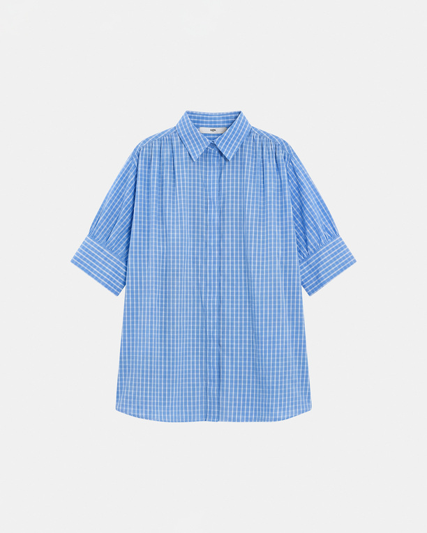 Catell shirt Blue checkered cotton shirt ZAPA