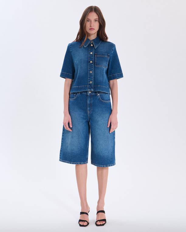 Celina shirt Blue cotton shirt ZAPA