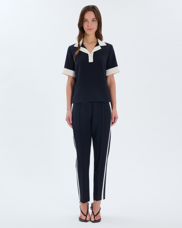 Top Tenderness Rib Nighttime top with contrasting collar ZAPA