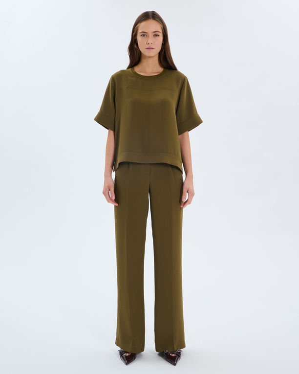 Top Tonia Olive round neck top ZAPA