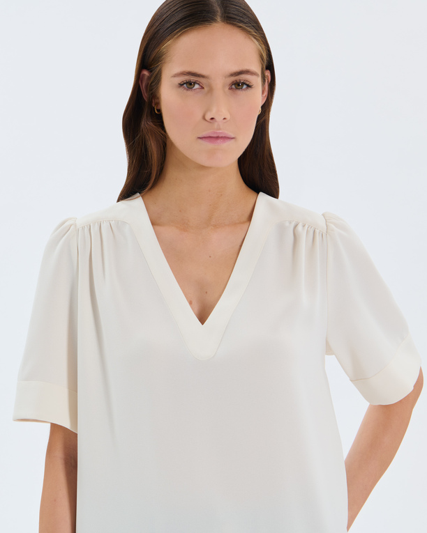Tahiel shirt Ecru V-neck top ZAPA