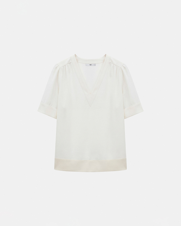 Tahiel shirt Ecru V-neck top ZAPA