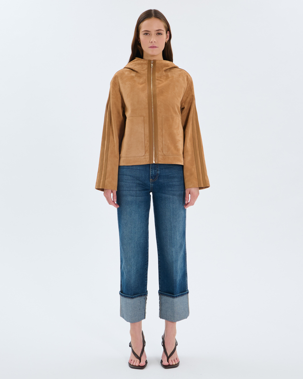 Monique jacket Sand-colored goatskin leather jacket ZAPA