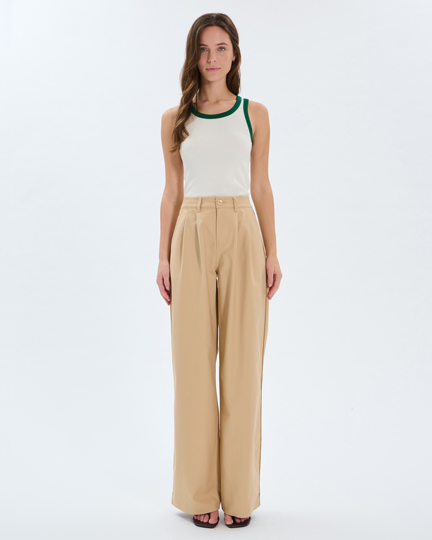 Prince Trousers Sand-colored cotton pleated trousers ZAPA