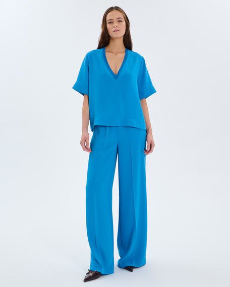 Piela trousers cobalt-colored flowing trousers zapa