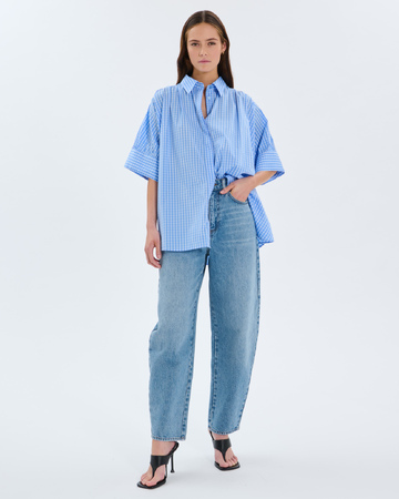 Catell shirt Blue checkered cotton shirt ZAPA