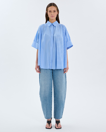 Catell shirt Blue checkered cotton shirt ZAPA