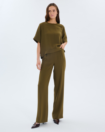 Top Tonia Olive round neck top ZAPA