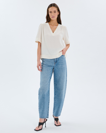 Tahiel shirt Ecru V-neck top ZAPA