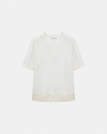 Tahiel shirt Ecru V-neck top ZAPA