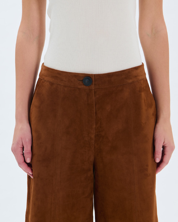 Pollux Bermuda Shorts Mahogany goatskin leather Bermuda shorts ZAPA