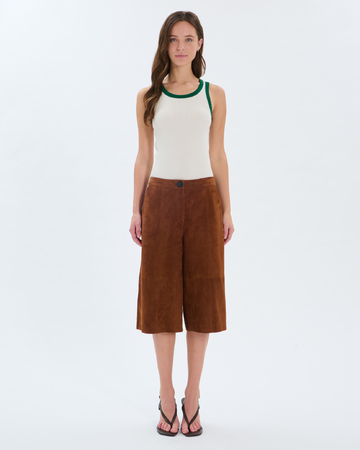 Pollux Bermuda Shorts Mahogany goatskin leather Bermuda shorts ZAPA