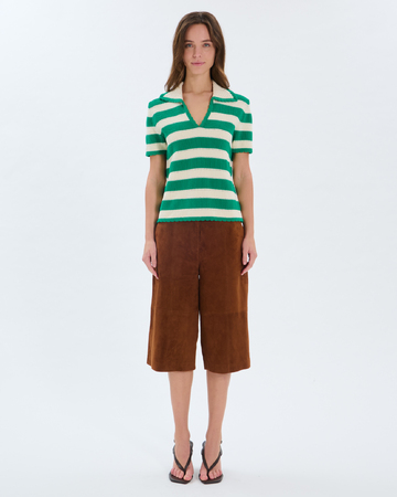 Nickle sweater Green cotton crochet polo shirt ZAPA