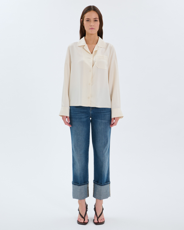 Cassidy Shirt Ecru flowy shirt ZAPA
