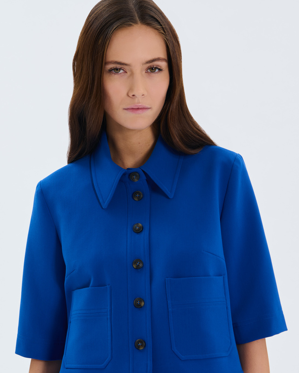 Celine shirt Royal blue short shirt ZAPA