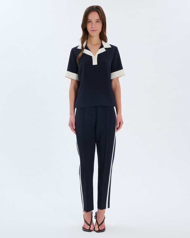 Top Tenderness Rib Nighttime top with contrasting collar ZAPA