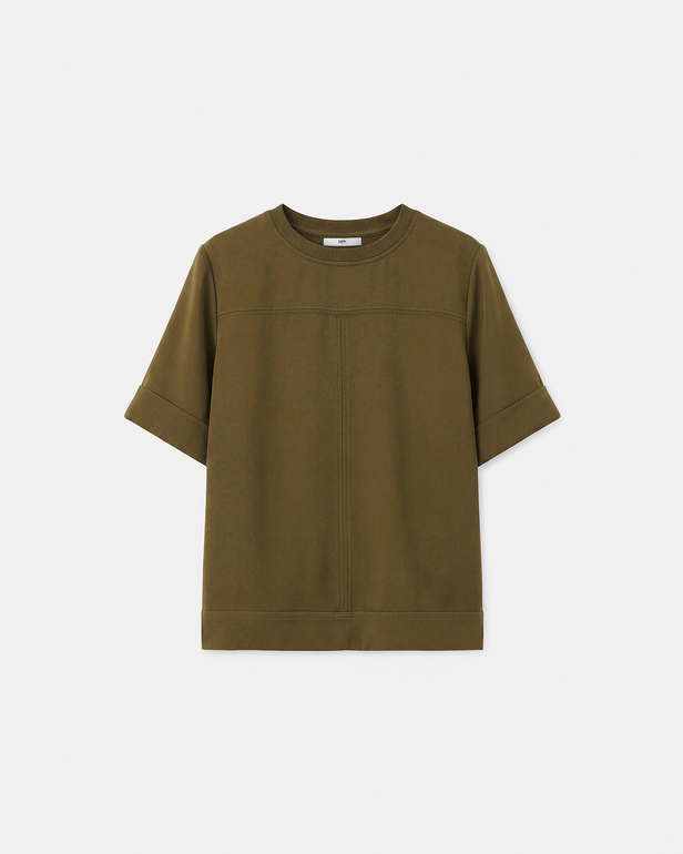 Top Tonia Olive round neck top ZAPA