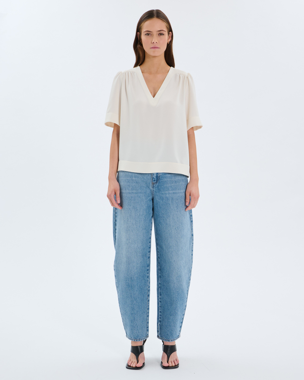 Tahiel shirt Ecru V-neck top ZAPA