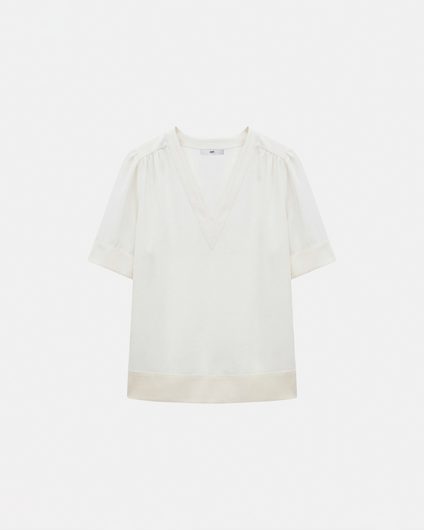 Tahiel shirt Ecru V-neck top ZAPA