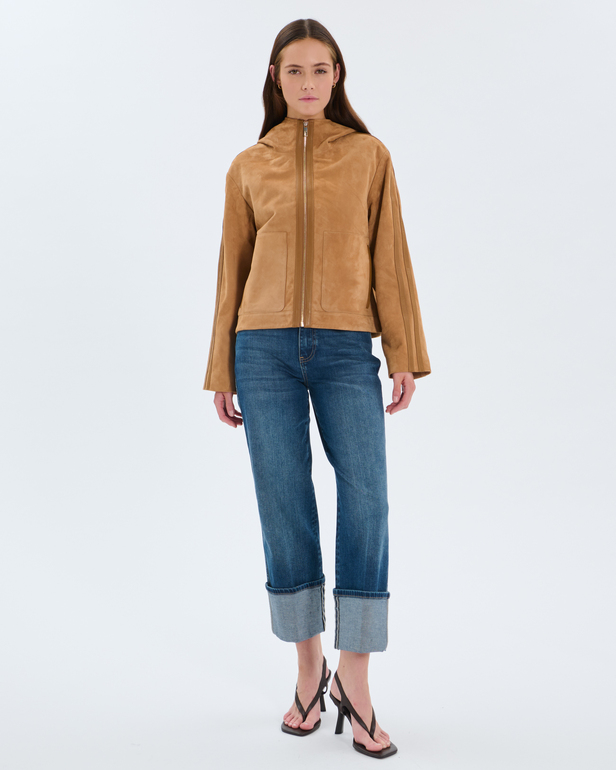 Monique jacket Sand-colored goatskin leather jacket ZAPA