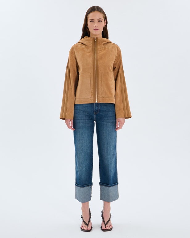 Monique jacket Sand-colored goatskin leather jacket ZAPA
