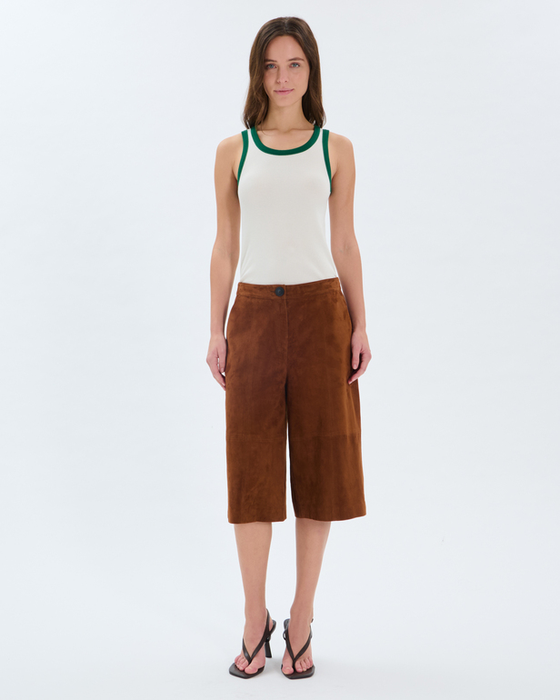 Pollux Bermuda Shorts Mahogany goatskin leather Bermuda shorts ZAPA