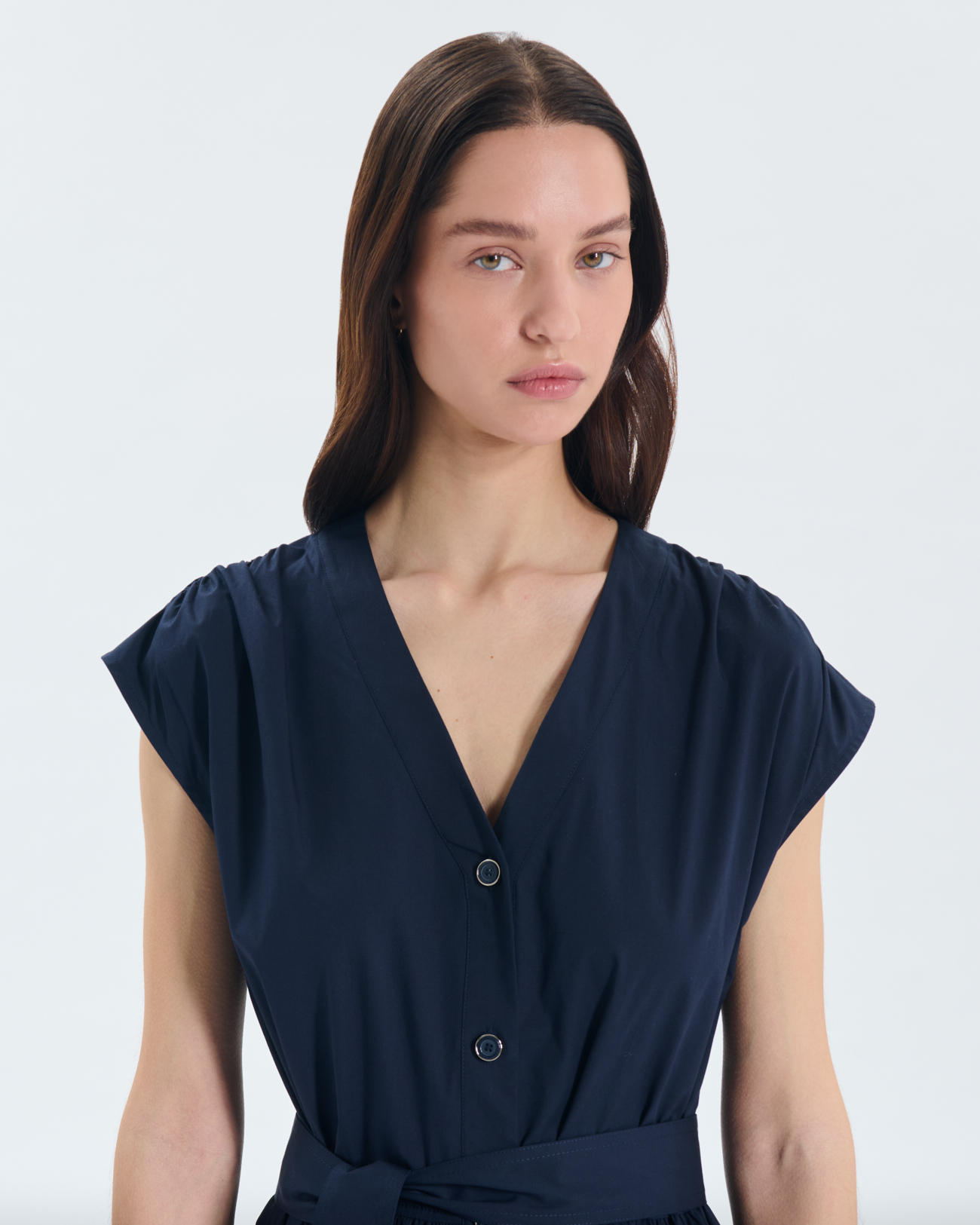Ray Dress Navy blue buttoned midi dress ZAPA