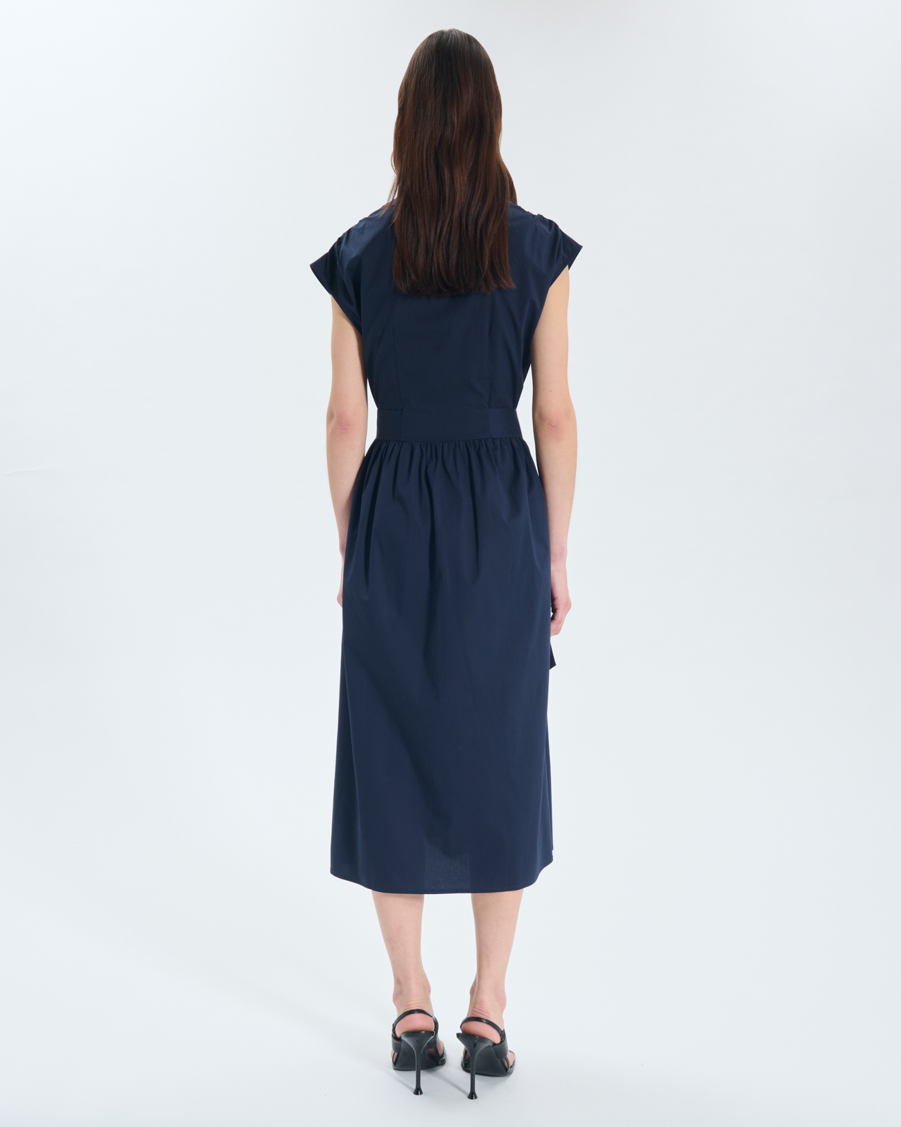 Ray Dress Navy blue buttoned midi dress ZAPA