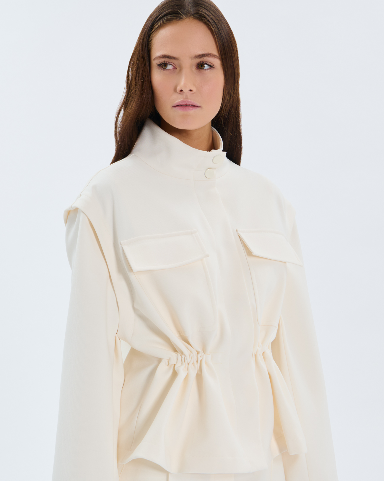 Vahita Jacket Ecru jacket with removable sleeves ZAPA