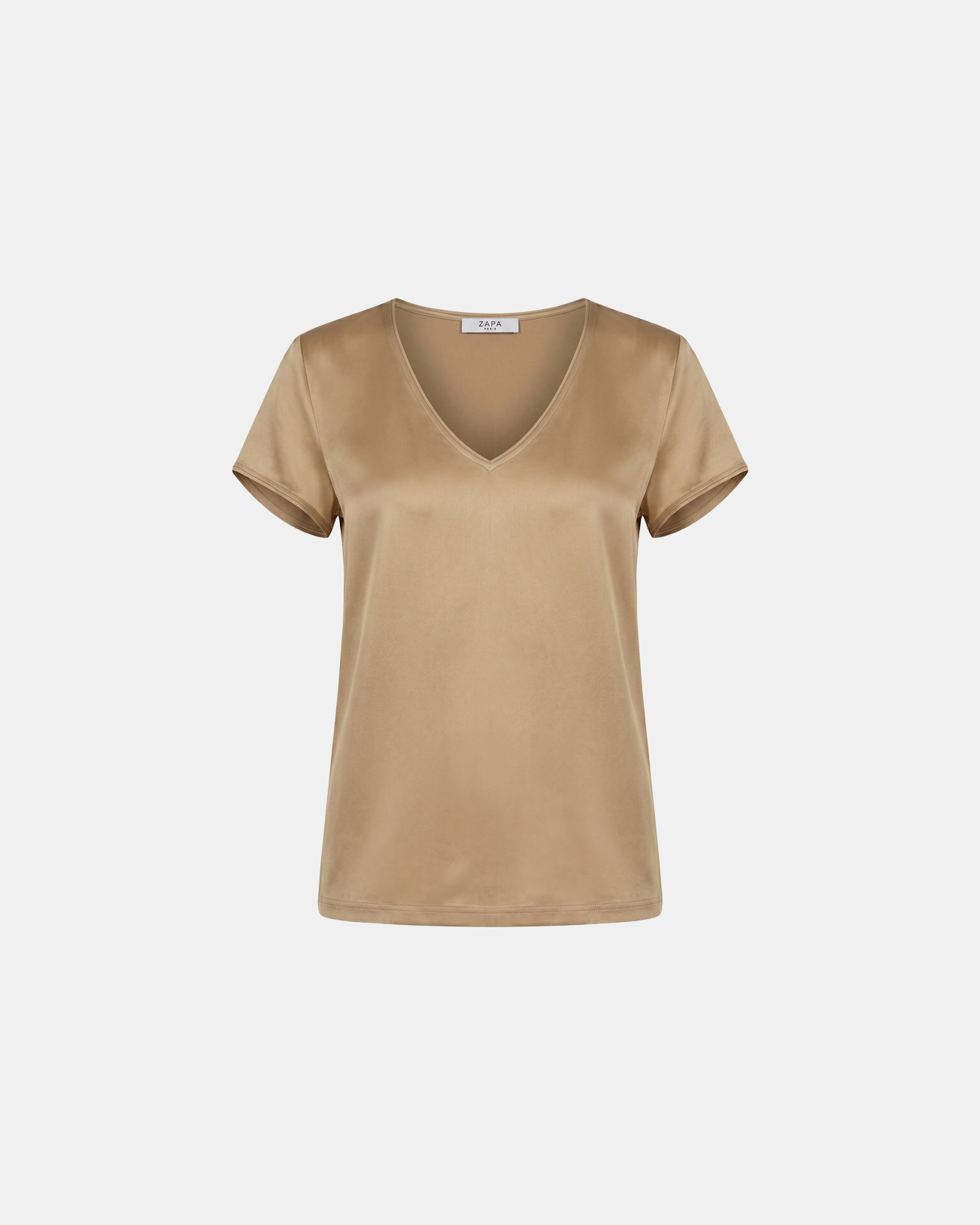 Talissement Top Sand satin viscose V-neck top ZAPA