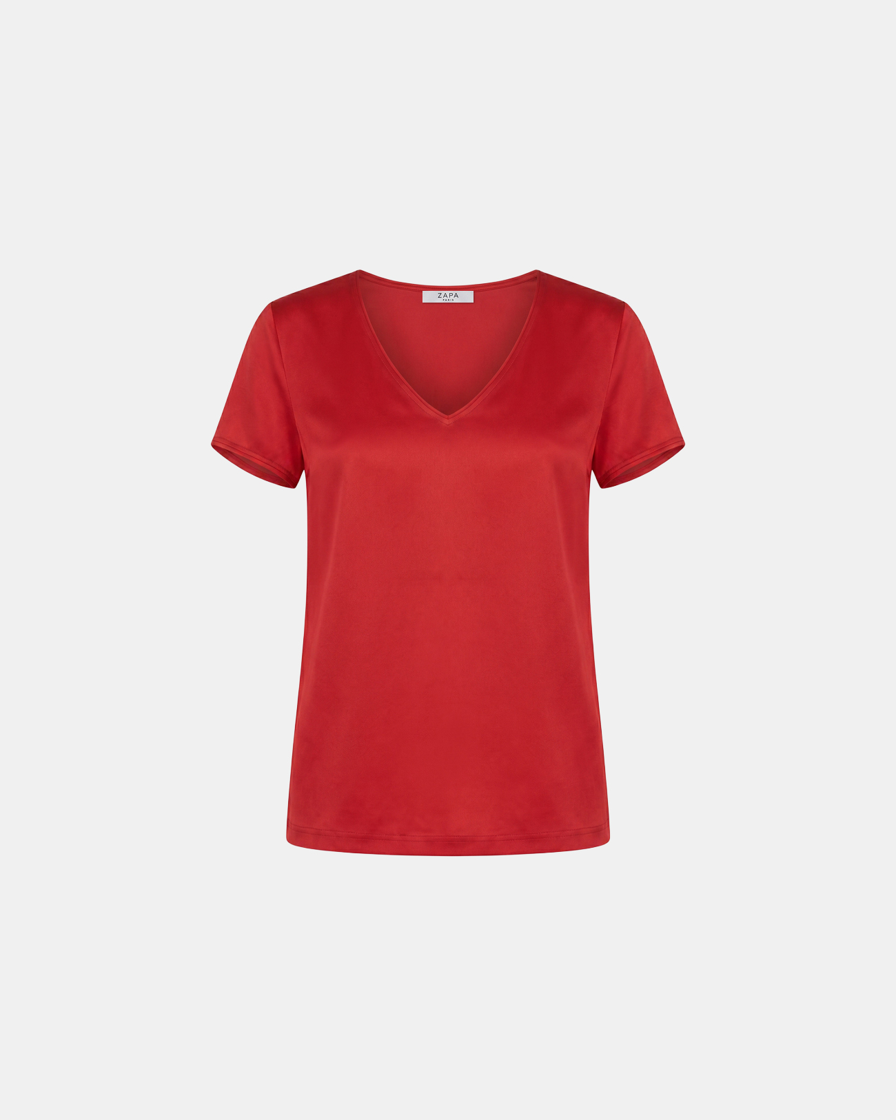 Talissement Top Red satin viscose V-neck top ZAPA