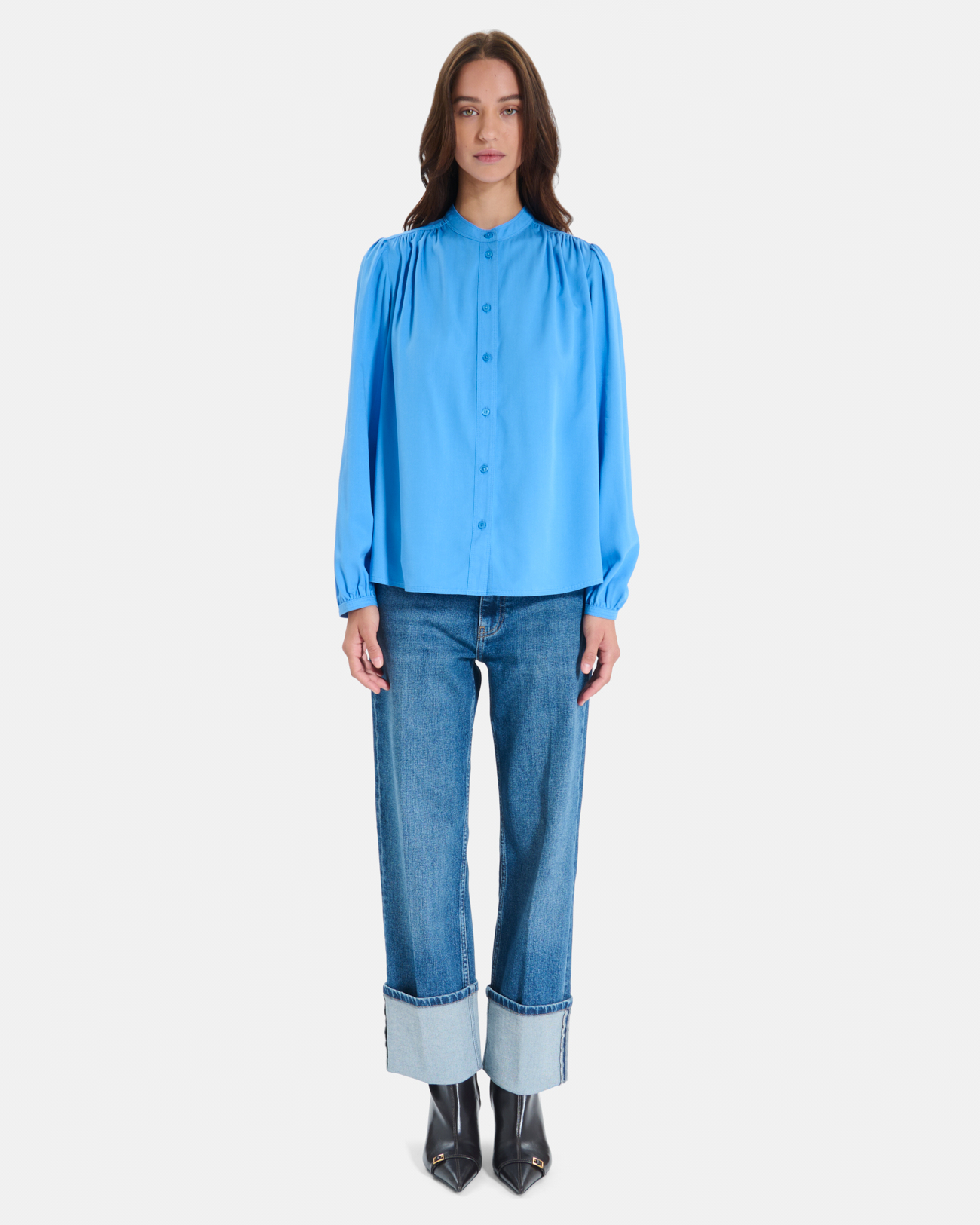 Curtis shirt Blue long-sleeved bamboo fiber shirt ZAPA
