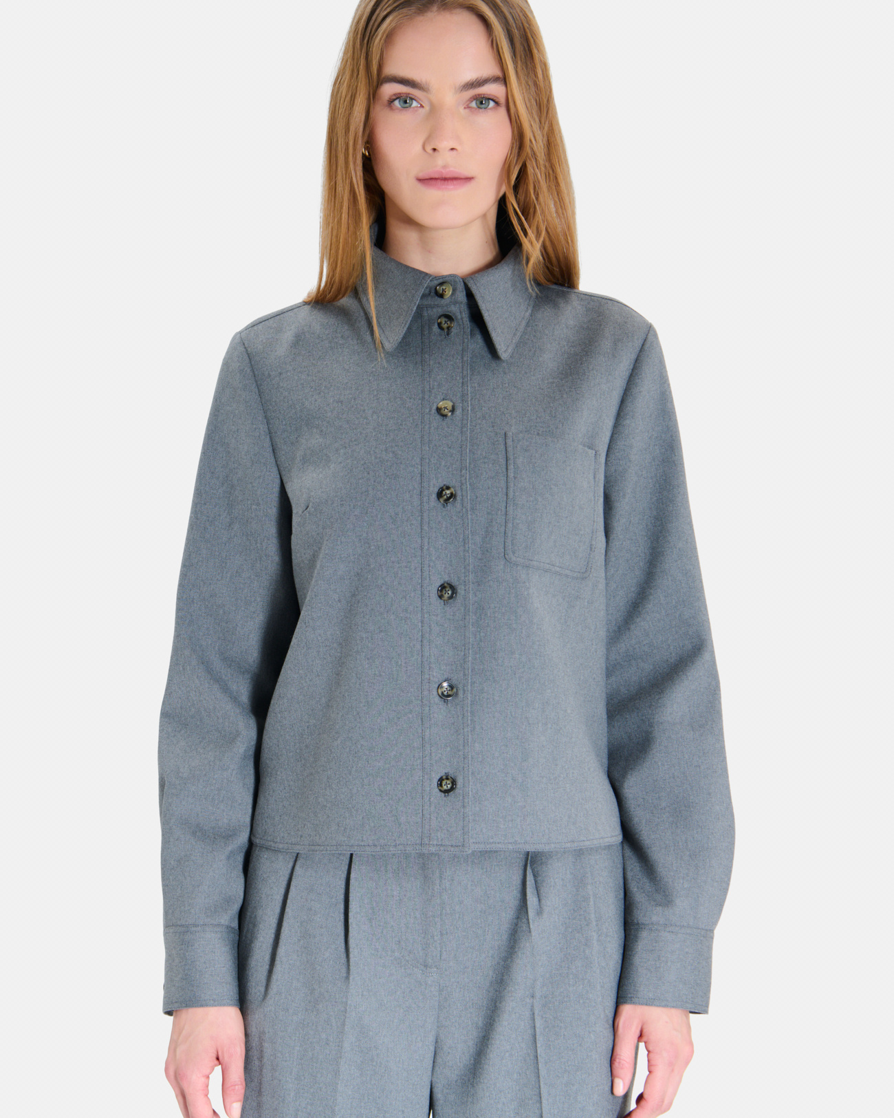 Conie Shirt Modern grey shirt with a classic collar ZAPA