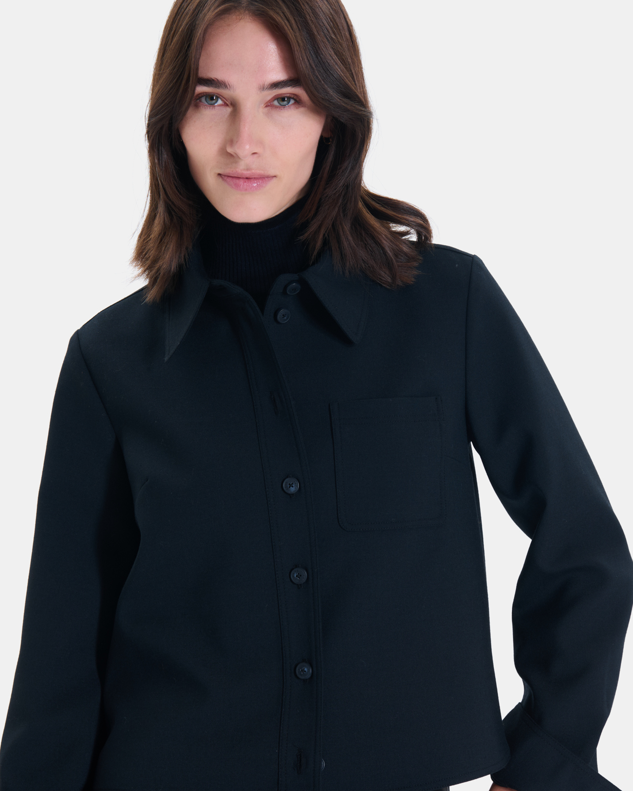 Conie Shirt Modern black shirt with a classic collar ZAPA