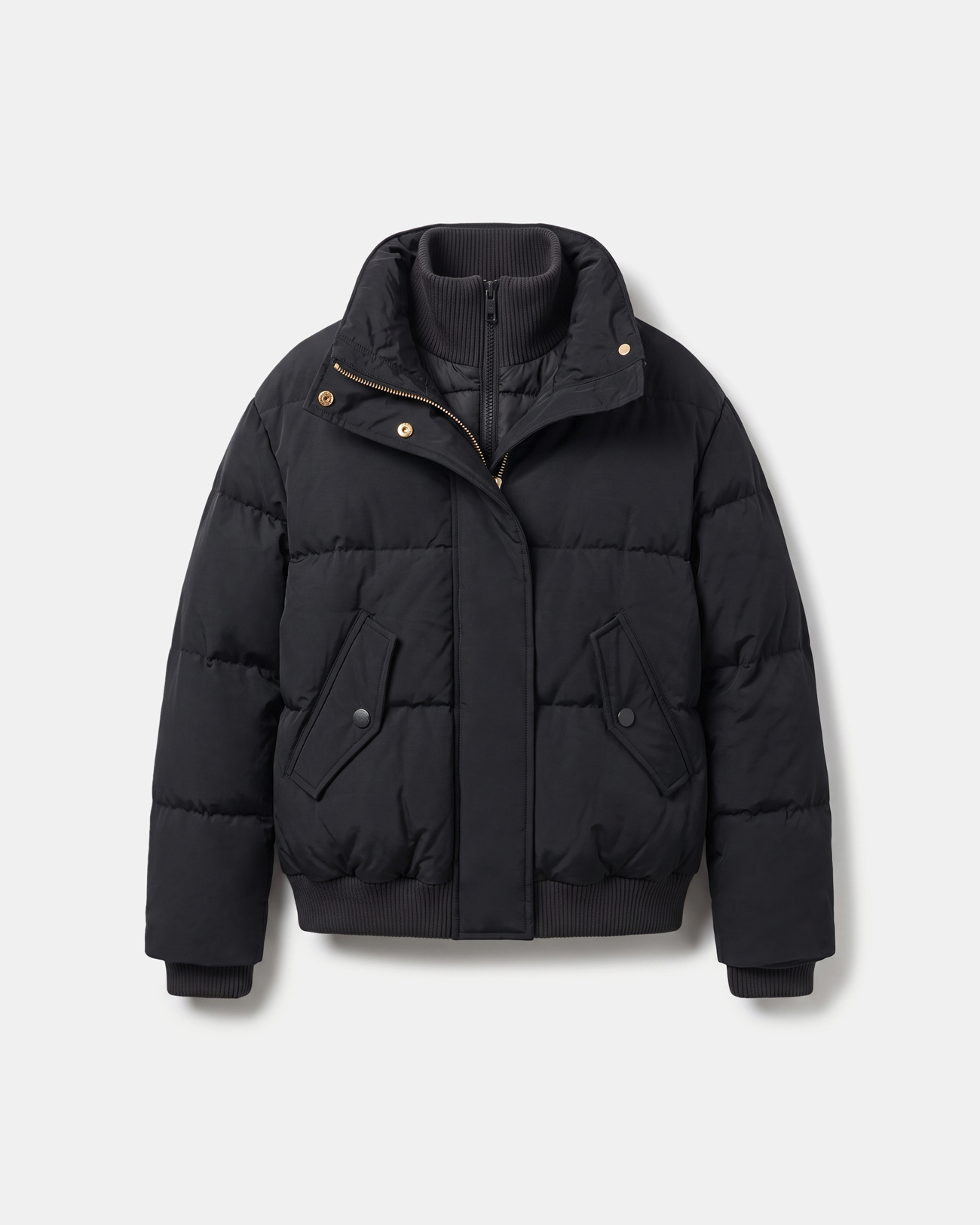 Dany down jacket Short black quilted puffer jacket with hood ZAPA